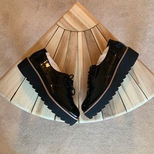 Patent leather platform oxfords